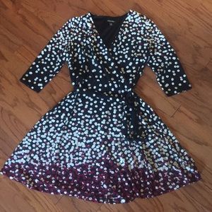 Roz & Ali Black and White Polka Dot Midi Dress